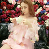 Kawaii sweet organza flowers flounced chiffon strapless dress SD01480