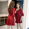 Red autumn sexy dress SD00975