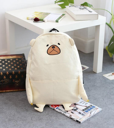 Sad Bear Face Brown Black Grey School Bag Backpack SD46541