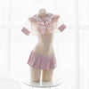 Japanese Sexy Transparent Sheer Pink Sailor Short School Uniform Lingerie SD01983