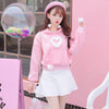 Japanese Cute Warm Fluffy Heart Balls Pink Hoodie Sweater SD01227