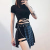 K-Pop Punk Plaid Skirt Black Short Belt SD00125