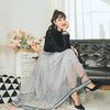 Korean Gauze Dots High Waist Long Skirt SD01488