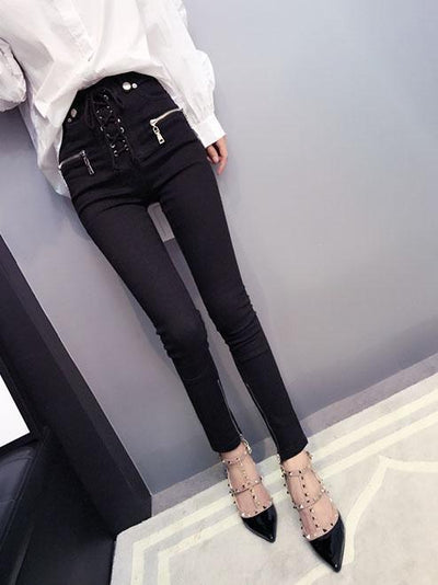 High Waist Zipper String Pants SD00307