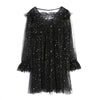 Korean summer fashion black organza star dress SD02451