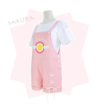 Cardcaptor Sakura Star Winged Printed Suspender Overall Shorts SD01492