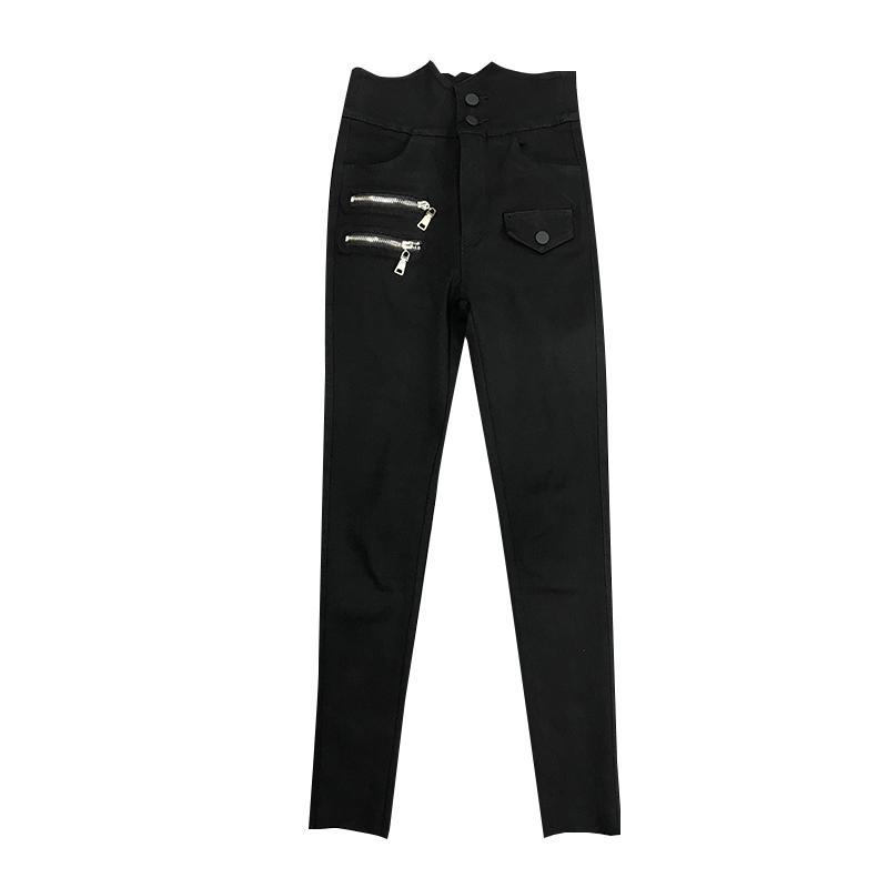 High Waist Zipper Skinny Pants SD00308