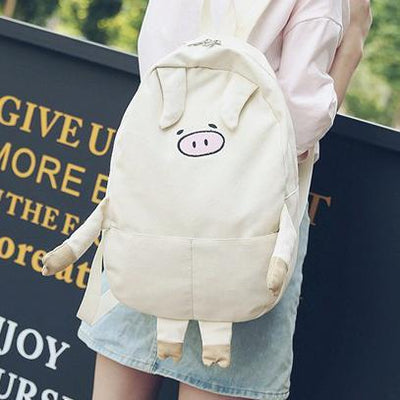 Cute Japanese Harajuku Pig Face and Legs Pink School Backpack SD14593