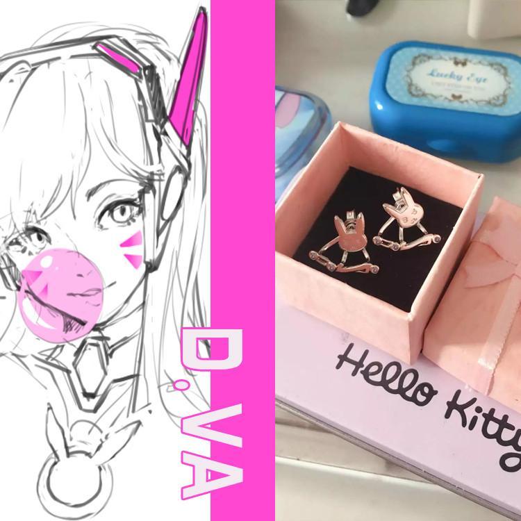 Cute Overwatch Bunny DVA D.VA Earrings SD02164