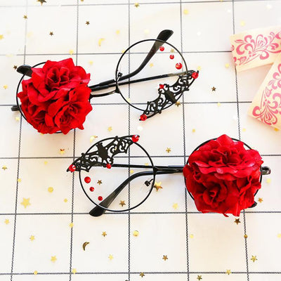 Japanese Harajuku Bat Roses Glasses SD01502