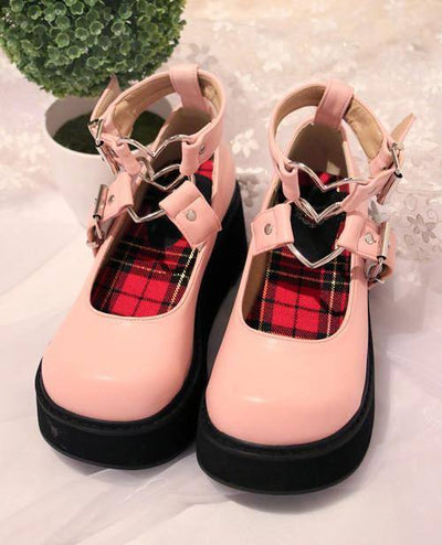 Japanese kawaii lolita harajuku heart strap platform shoes SD00608