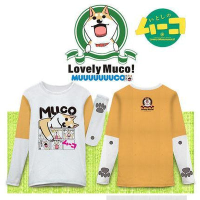 Shiba Inu Muco and Komatsu-san Comic Print Long-sleeved Long-shirt SD01868