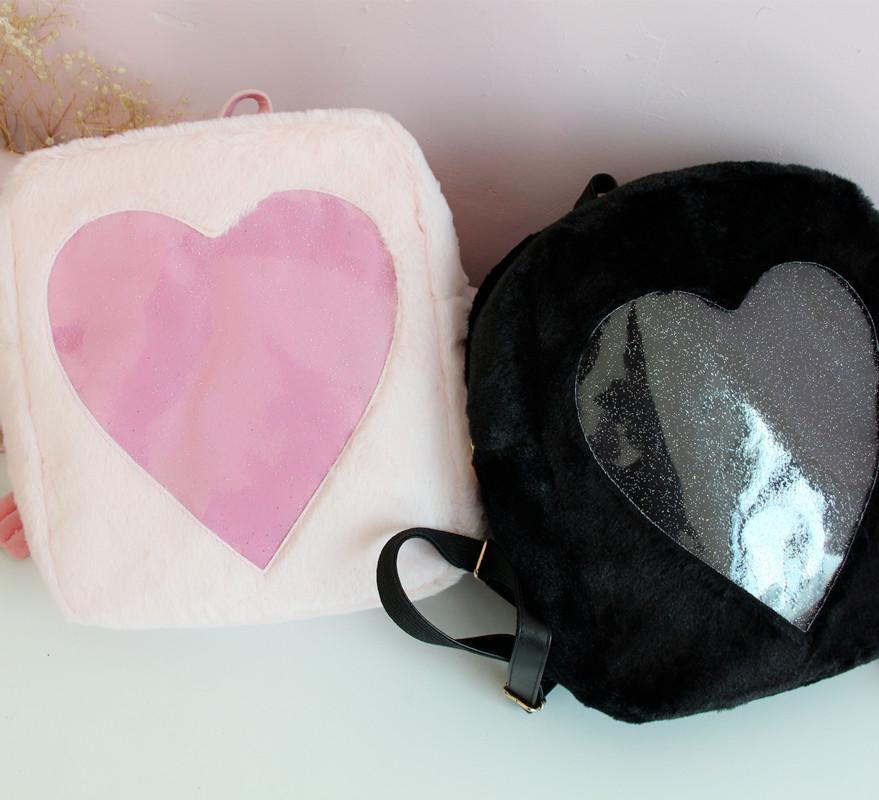 Transparent Heart Fluffy Backpack SD00402