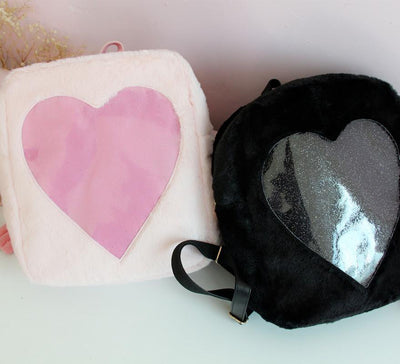 Transparent Heart Fluffy Backpack SD00402
