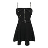 Black Shoulder-less Zipper Chain Strap Summer Dress SD01333