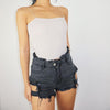 Strap Denim Ripped Short Pants SD01396