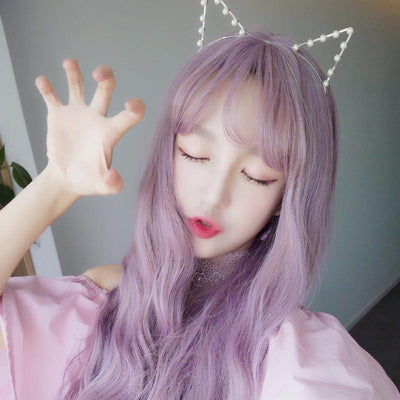 Harajuku Light Purple Long Wave Wig SD00658