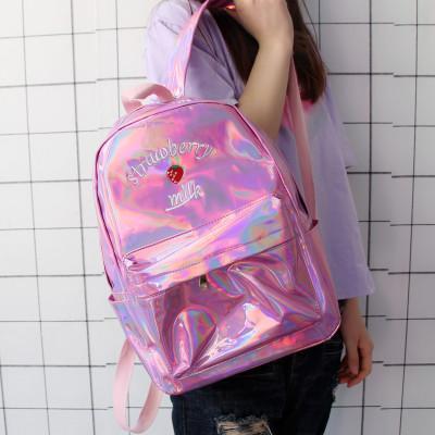 Japanese Harajuku Holo Holographic Iridescent Strawberry Milk Backpack SD01728