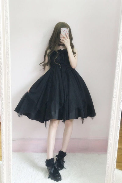 Japanese lolita lotus leaf black/red dress SD02481