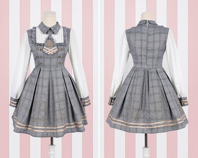 Detective Academy Embroidered Plaid Dress + Woolen Cloak SD00372