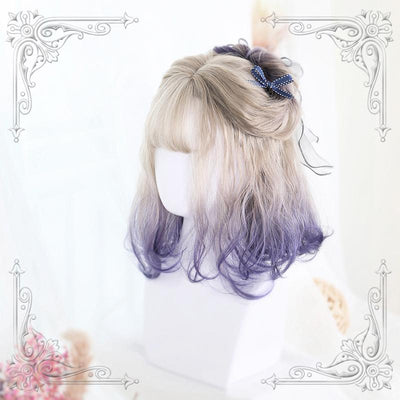 Lolita cute blond purple short wig SD01047