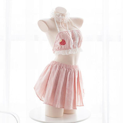 Pink Strawberry Top Skirt Set SD00161