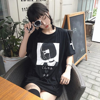 Japanese Harajuku Girl Printed Long T-shirt SD01211