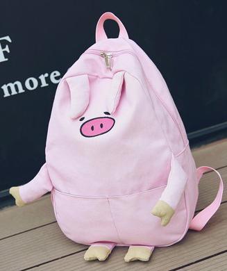 Cute Japanese Harajuku Pig Face and Legs Pink School Backpack SD14593