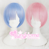 Rem and Ram Short Curved Cosplay Blue and Pink Cosplay Re:Zero ReZero Wig SD00912