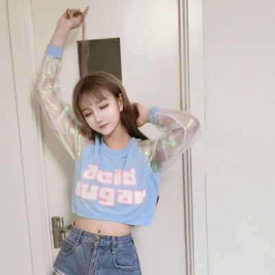 Japanese Pastel Transparent Sleeve Acid Sugar Shirt Top SD00710