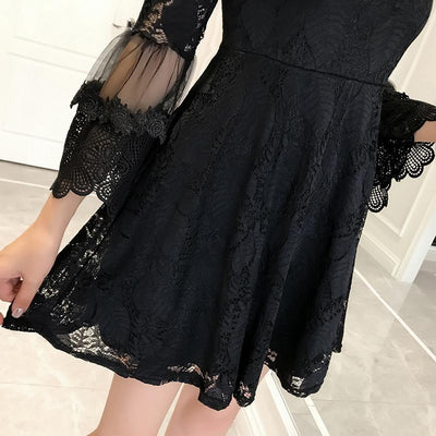 Slim thin lantern sleeves lace dress SD00973