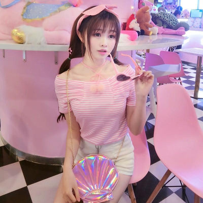 Pink Striped Slim T-shirt SD01901