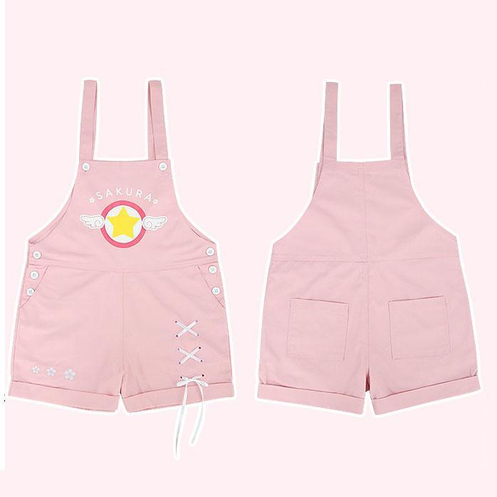 Cardcaptor Sakura Star Winged Printed Suspender Overall Shorts SD01492