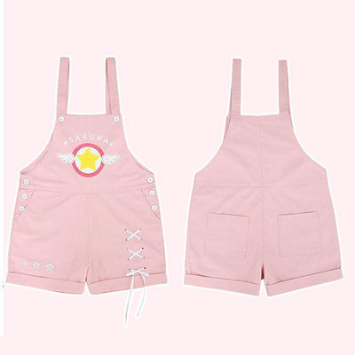 Cardcaptor Sakura Star Winged Printed Suspender Overall Shorts SD01492