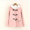 Warm Kawaii Pink/Black/Navy Embroidered Cat Hooded Ear Jacket SD01653