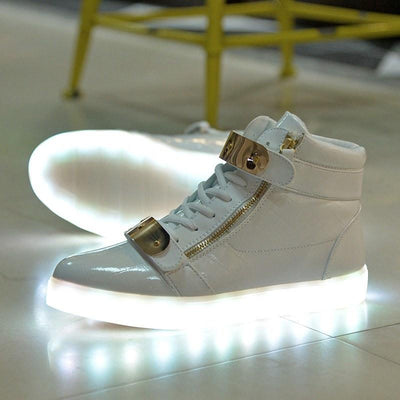 LED Light Emitting Various Colors Gold Strap Sneaker Shoes SD01813