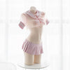 Japanese Sexy Transparent Sheer Pink Sailor Short School Uniform Lingerie SD01983