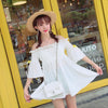 Korean summer sweet princess white shoulder less dress SD00932