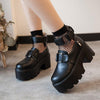 Black Double Straps High Platform Shoes SD02424