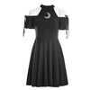 Japanese Harajuku Black Collared Crescent Moon Dress SD01792