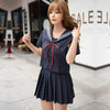 Japanese Navy Blue Red Ribbon Bow Sailor School Uniform Set SD01976