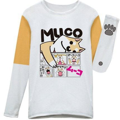 Shiba Inu Muco and Komatsu-san Comic Print Long-sleeved Long-shirt SD01868