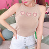 Korean Heart Holes Mesh Knitted Top SD01570