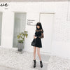 Japanese Black Sleeve Shoulder Mesh Sheer Summer Dress SD01210