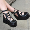 Lolita Black Straps High Platform Boots Shoes SD00115