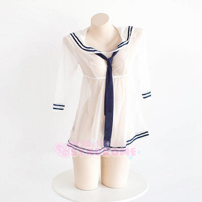 Japanese Harajuku Sexy Transparent Sheer Sailor Dress Uniform Lingerie SD01096