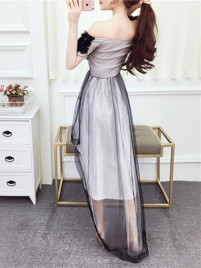 Mesh Sheer Lace Long Shoulder-less Elegant Dress SD00540