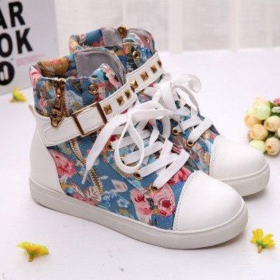 Hot Floral Straps Studs Sneakers Canvas Shoes SD02314