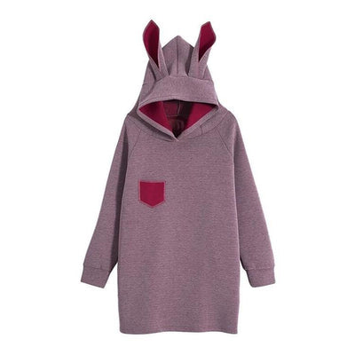 Purple cute bunny hoodie sweater dress SD01052