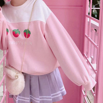 Japanese Harajuku Pink Strawberry Milk Sweater SD01420